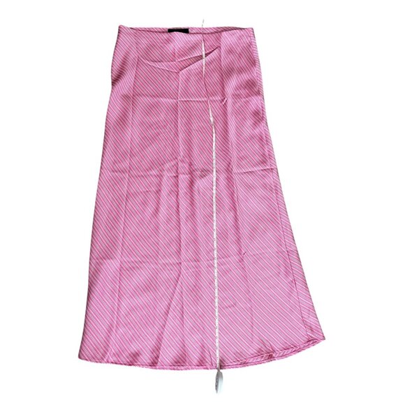ZARA Striped Satin Midi Skirt Pink Size M | Mid-Rise, Elastic Waist, Satin NWT - Picture 10 of 11